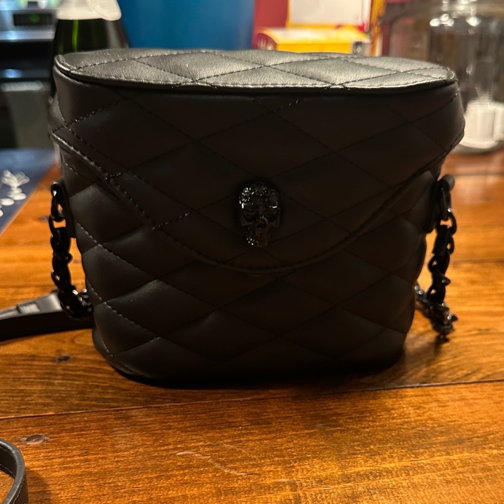 Betsey Johnson Black Quilted Skull Crossbody Bag
